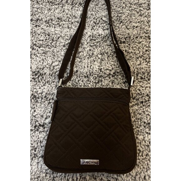 Vera Bradley‎ Shoulder Bag Brown Fabric Quilted Zippered Purse Inner Pockets - Picture 1 of 7